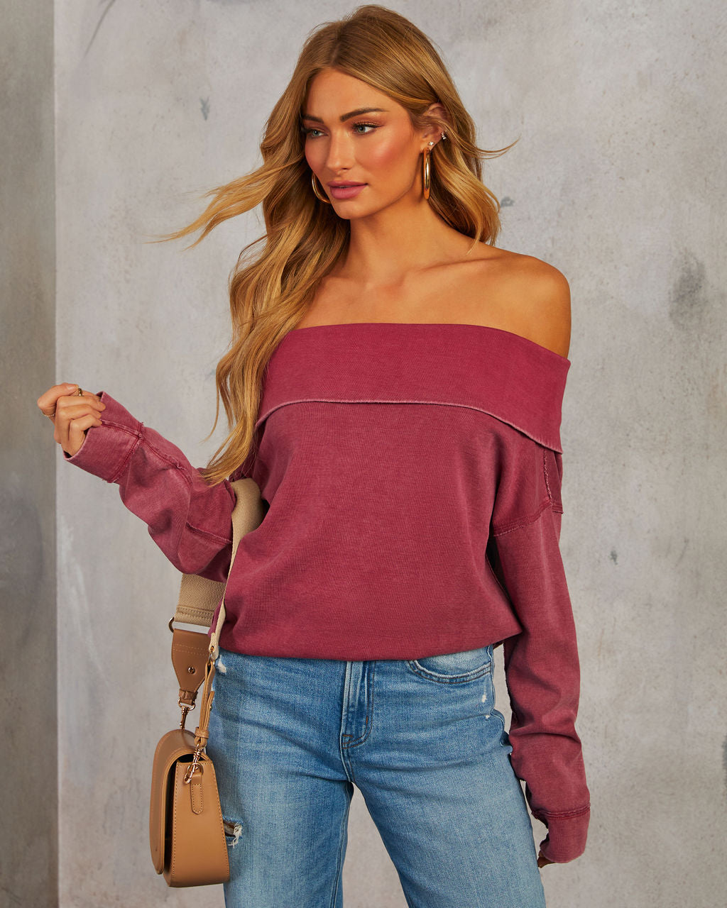 Coffee Run Off The Shoulder Sweater-Vogue Logic