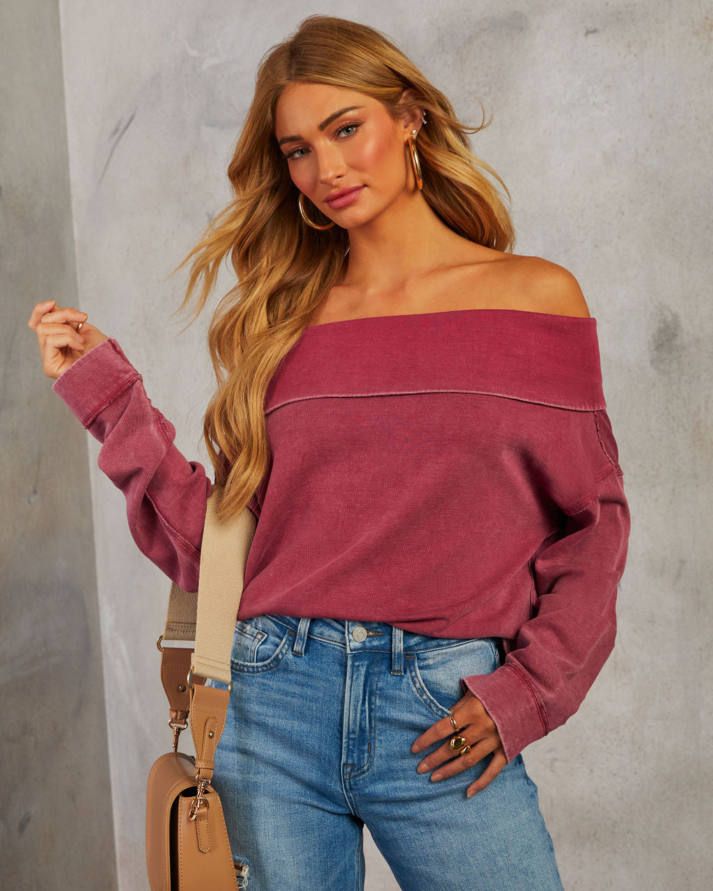 Coffee Run Off The Shoulder Sweater-Vogue Logic