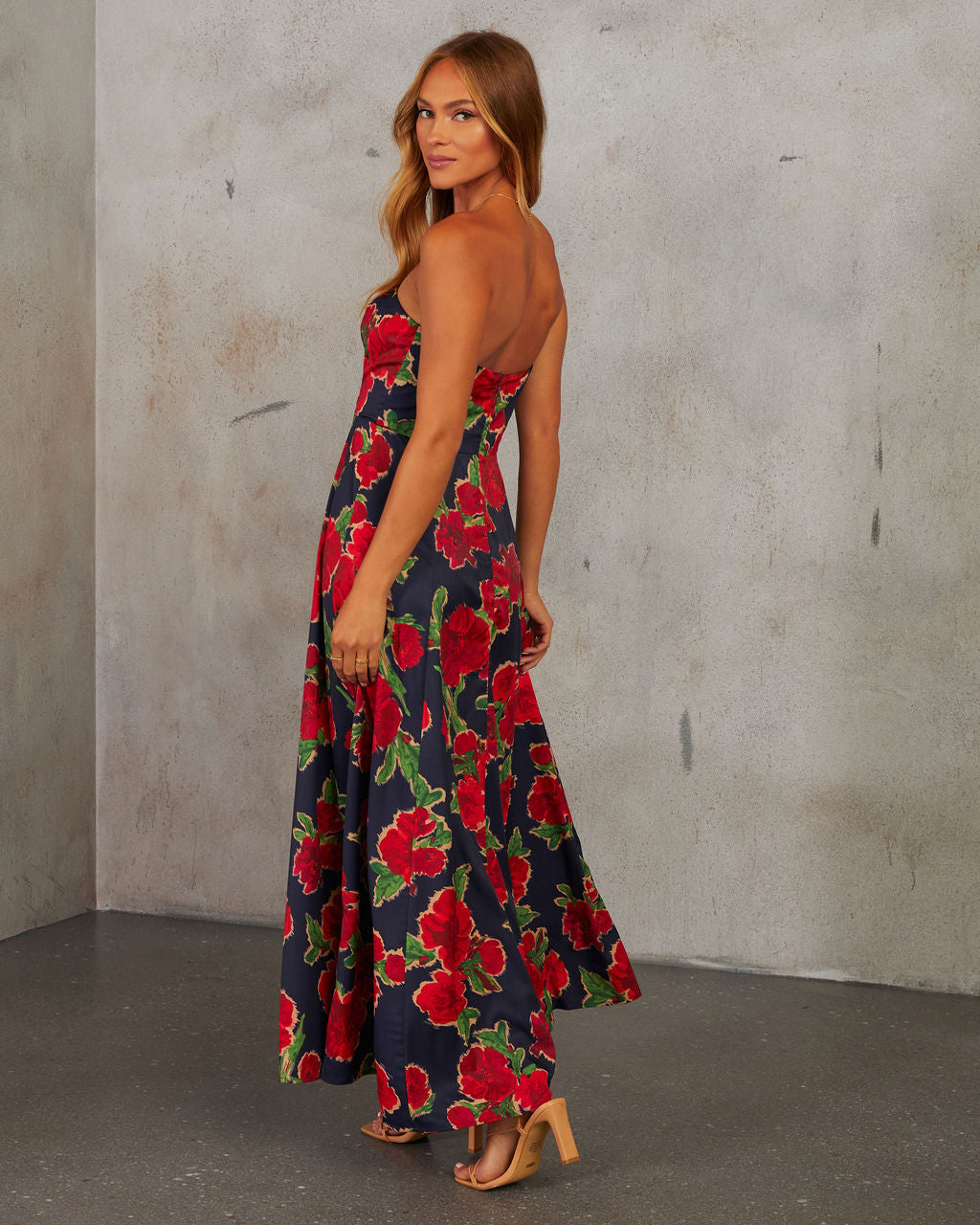 Getaway Garden Strapless Floral Print Maxi Dress-Vogue Logic