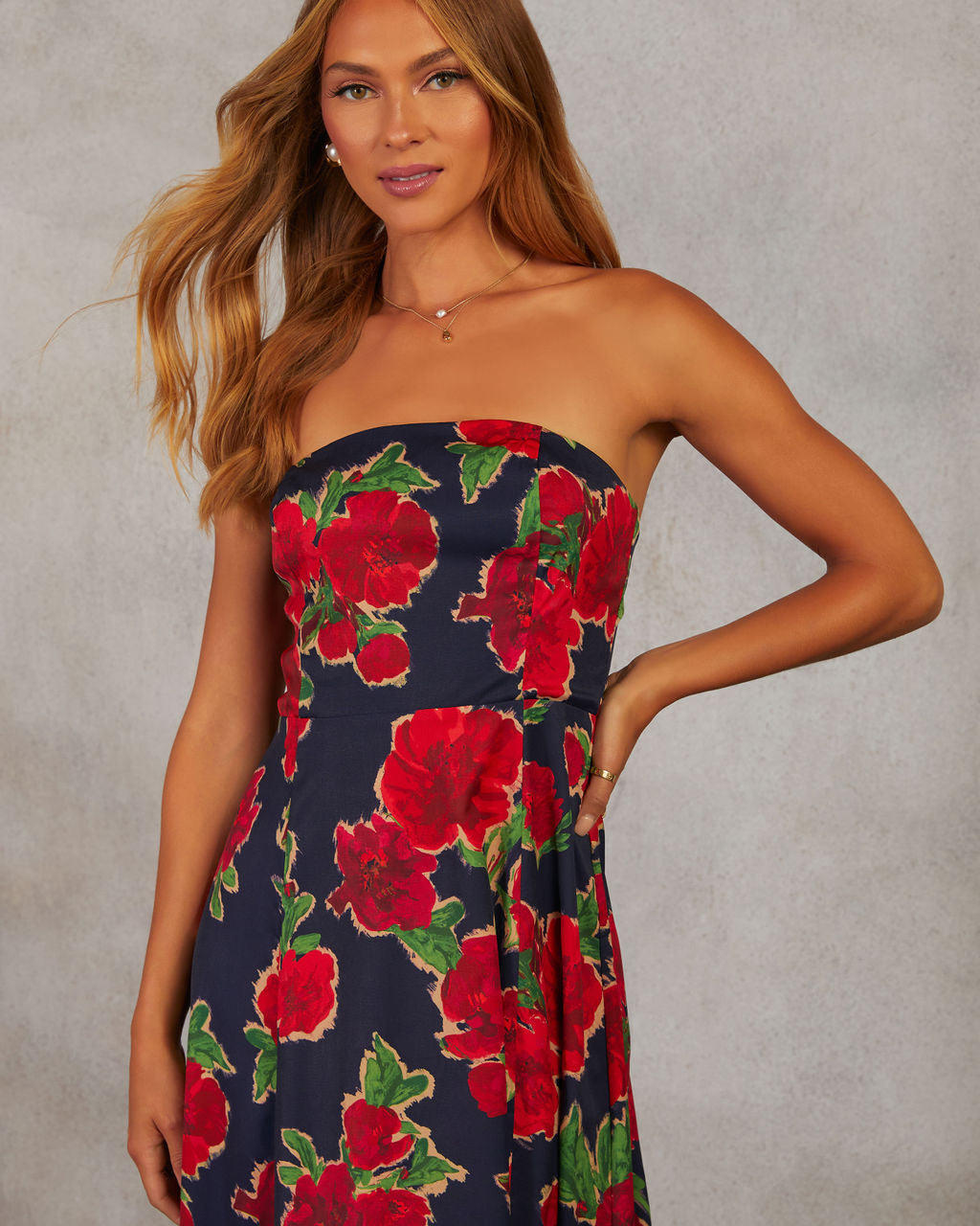 Getaway Garden Strapless Floral Print Maxi Dress-Vogue Logic