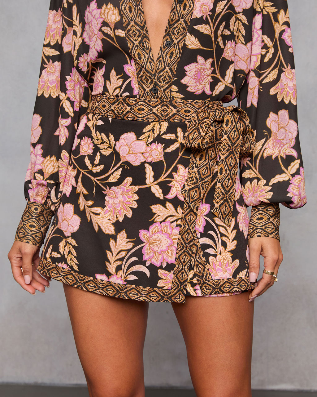 Ivy Embrace Floral Wrap Mini Skort-Vogue Logic