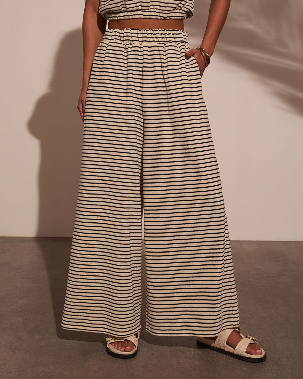 Washed Away Striped Wide Leg Pants-Vogue Logic
