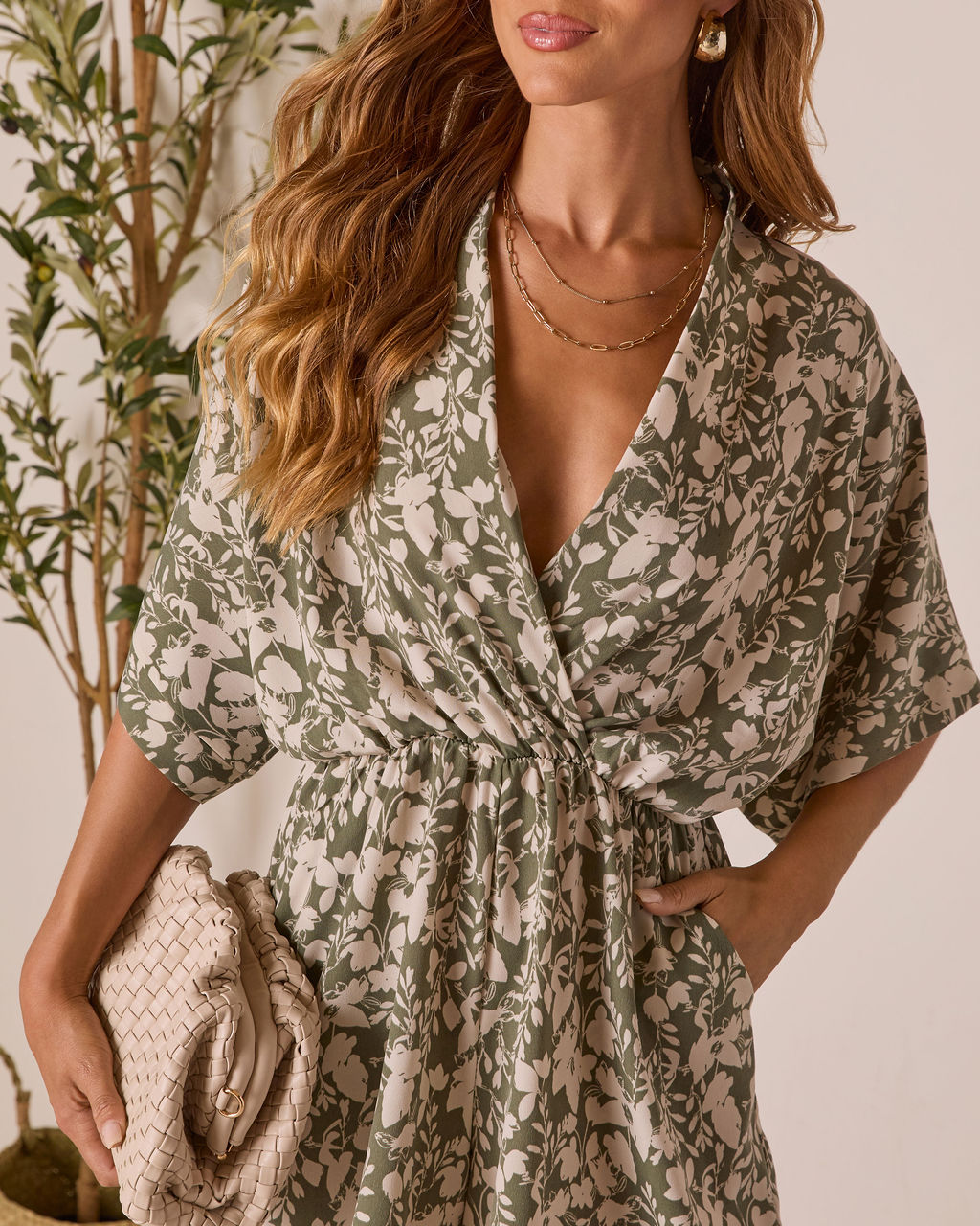 Barely Bloom Surplice Romper-Vogue Logic