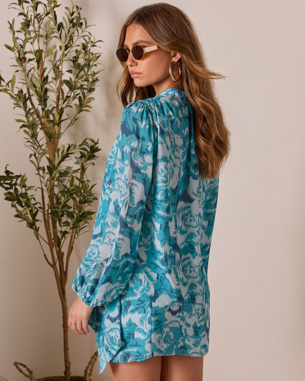 Sangria Sunrise Bishop Sleeve Button Down Top-Vogue Logic