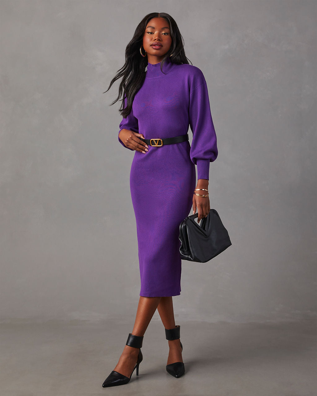 Barker Knit Midi Sweater Dress-Vogue Logic