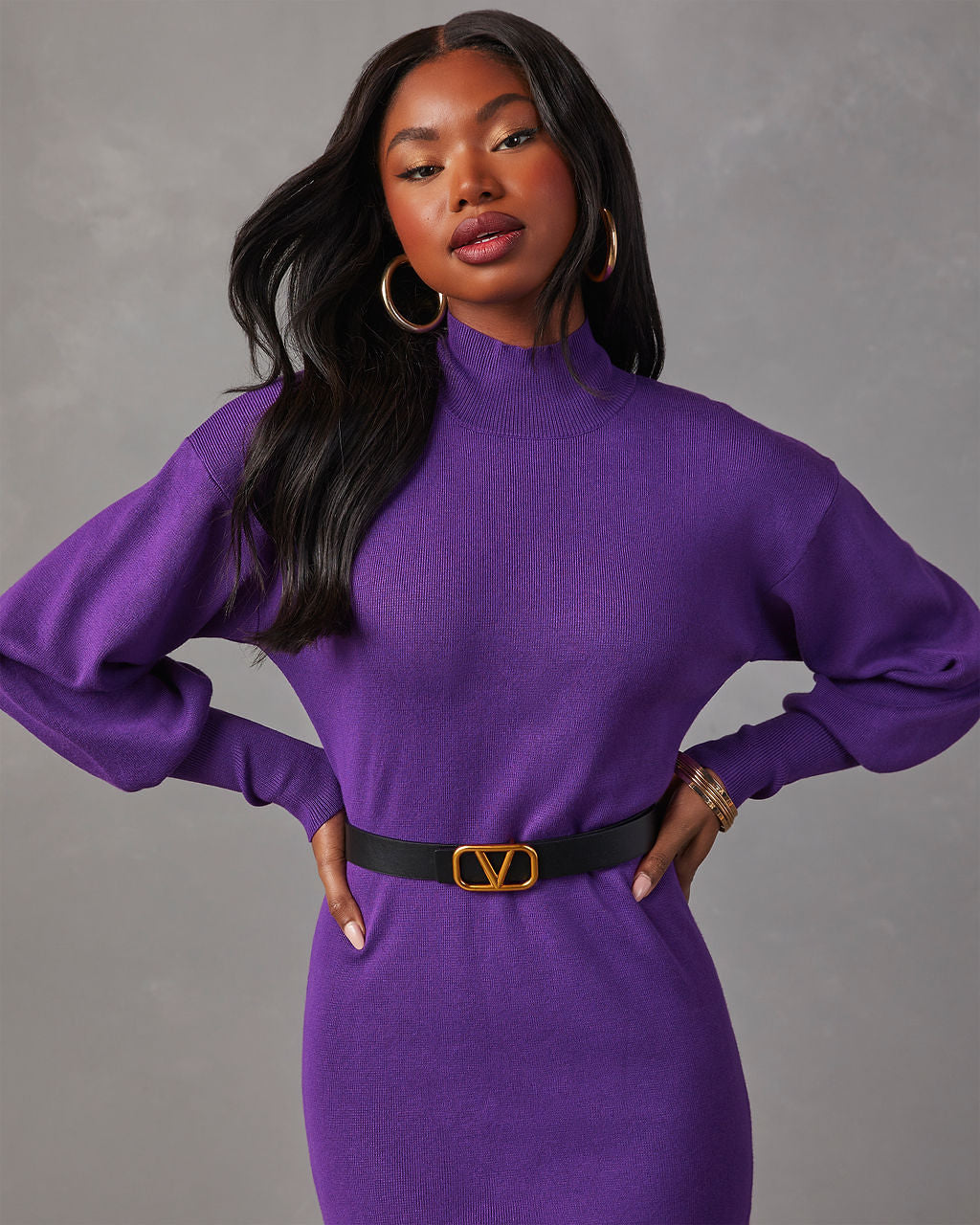 Barker Knit Midi Sweater Dress-Vogue Logic