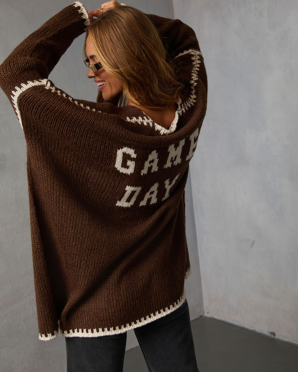 Game Day Tailgate Knit Cardigan-Vogue Logic