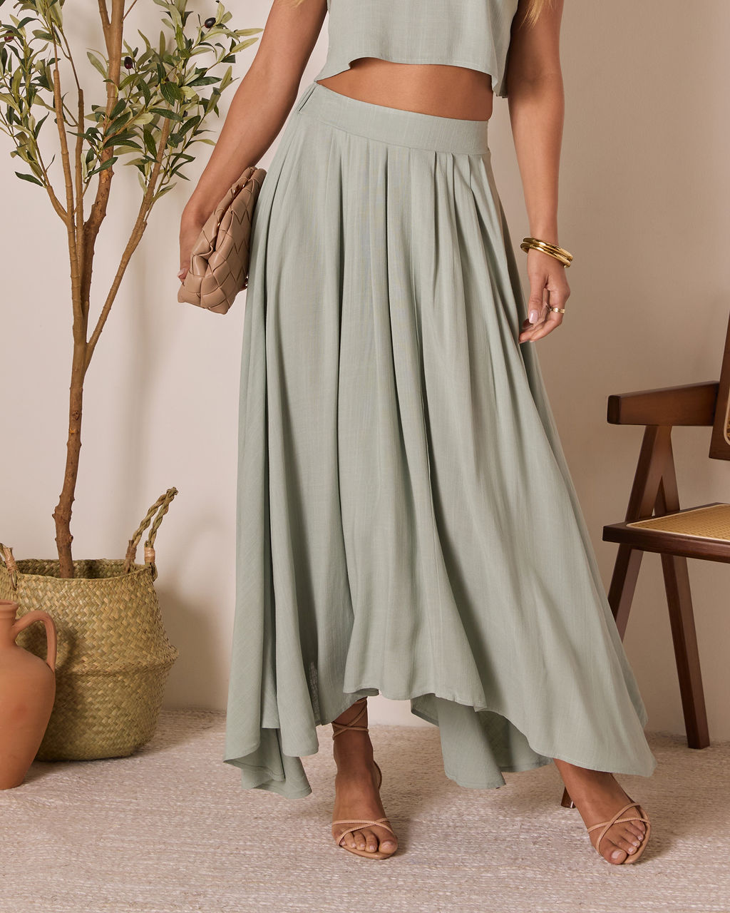 Fresh Breeze Asymmetrical Hem Maxi Skirt-Vogue Logic