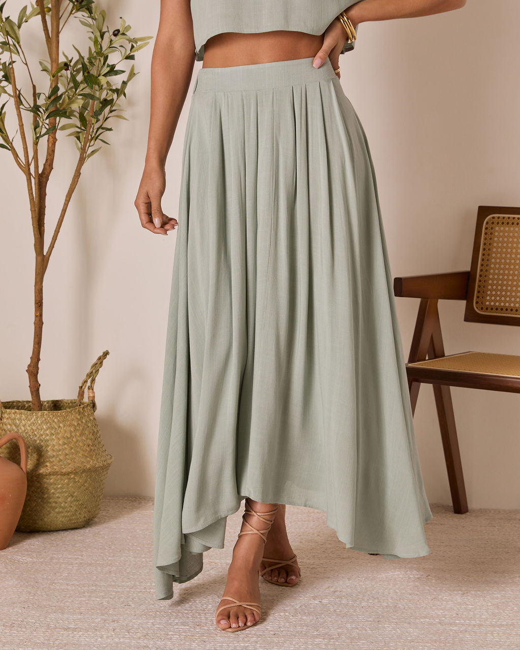 Fresh Breeze Asymmetrical Hem Maxi Skirt-Vogue Logic
