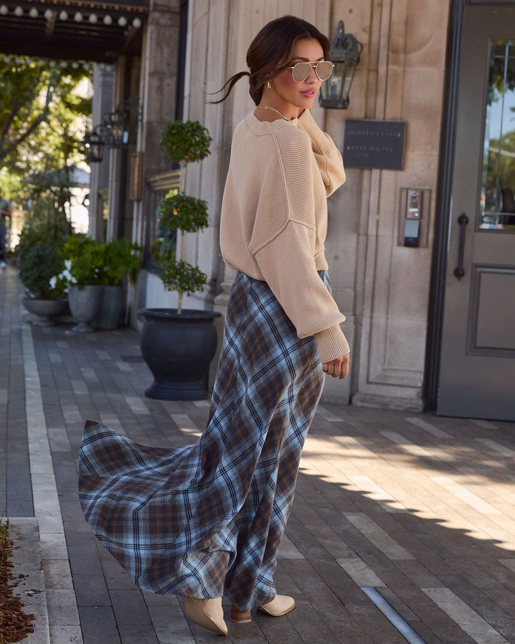 Mae Lynn Plaid Maxi Skirt-Vogue Logic
