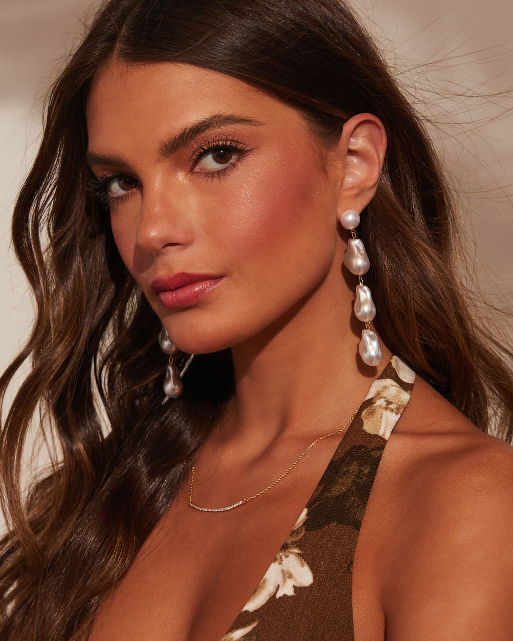 Dreamy Gem Pearl Drop Earrings-Vogue Logic