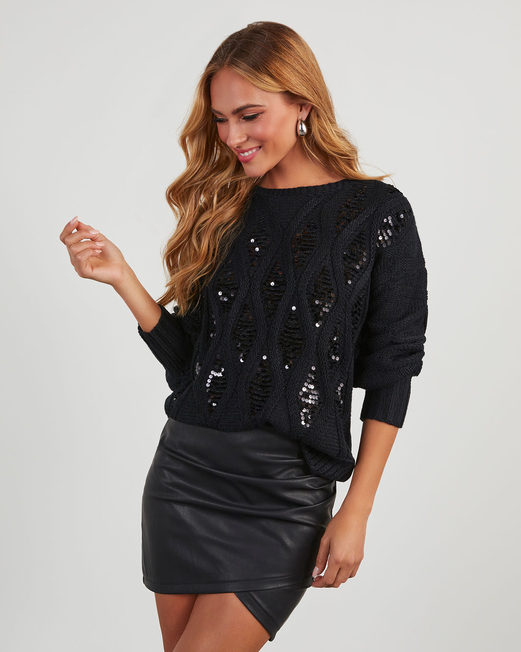 Letty Sequin Pattern Pullover Sweater-Vogue Logic