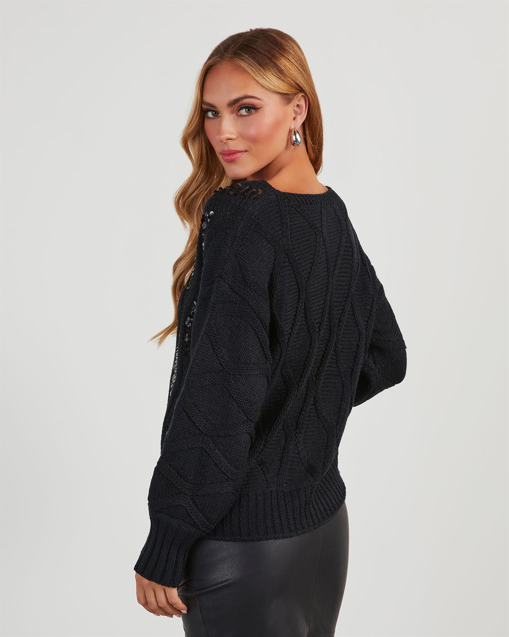 Letty Sequin Pattern Pullover Sweater-Vogue Logic