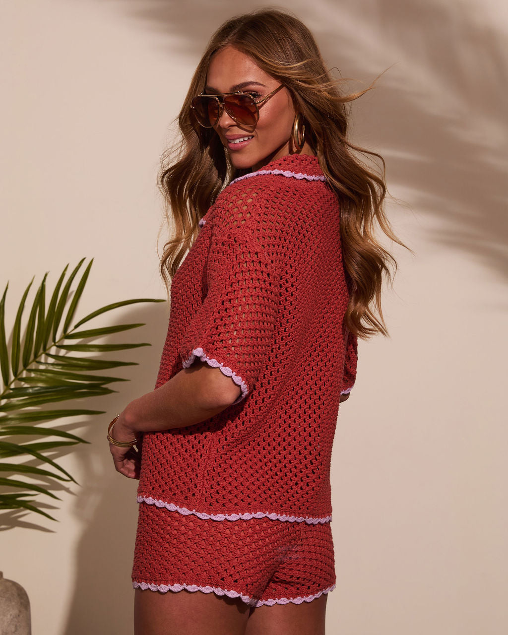 Mariela Contrast Coverup Crochet Top-Vogue Logic