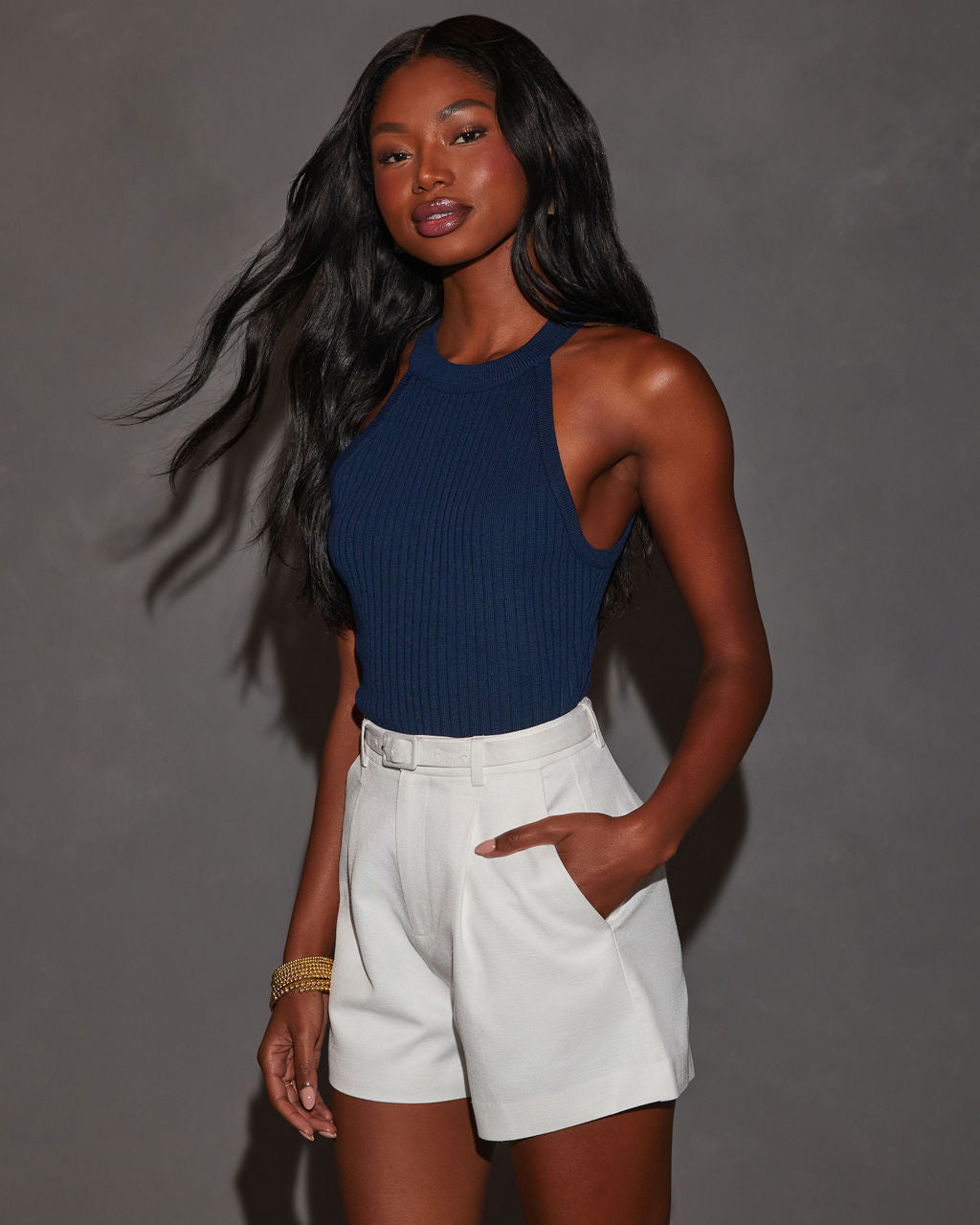 Rylan High Neck Cropped Tank-Vogue Logic