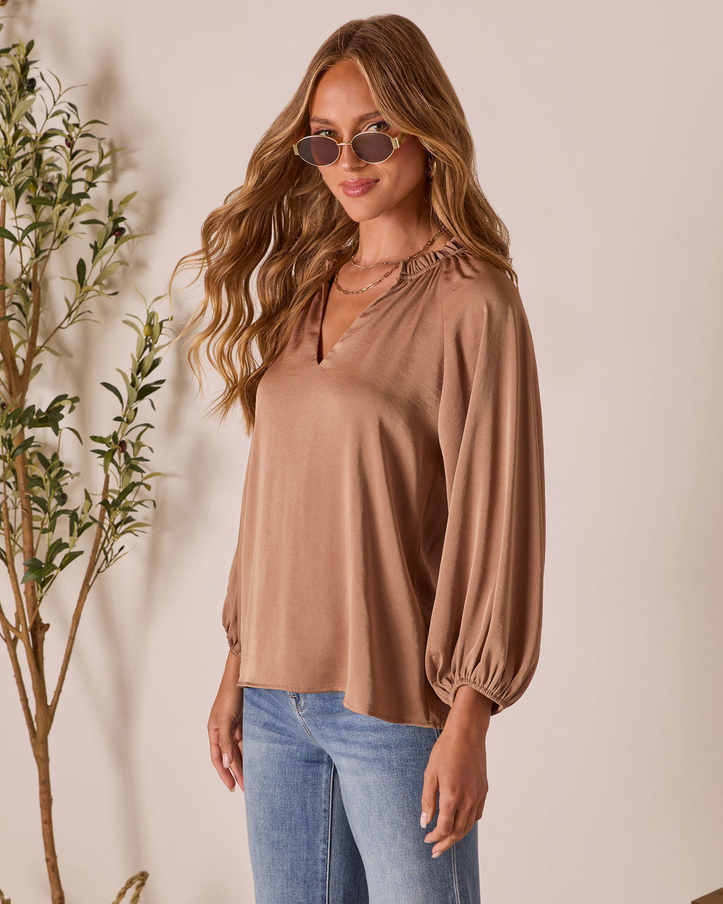 Teylor V Neck Long Sleeve Top-Vogue Logic