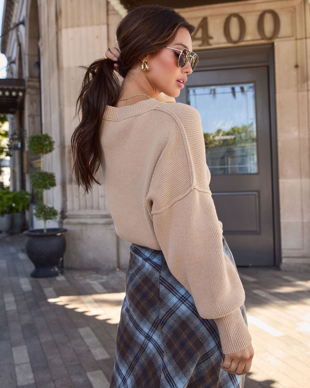 Elouise Cropped Crewneck Sweater-Vogue Logic