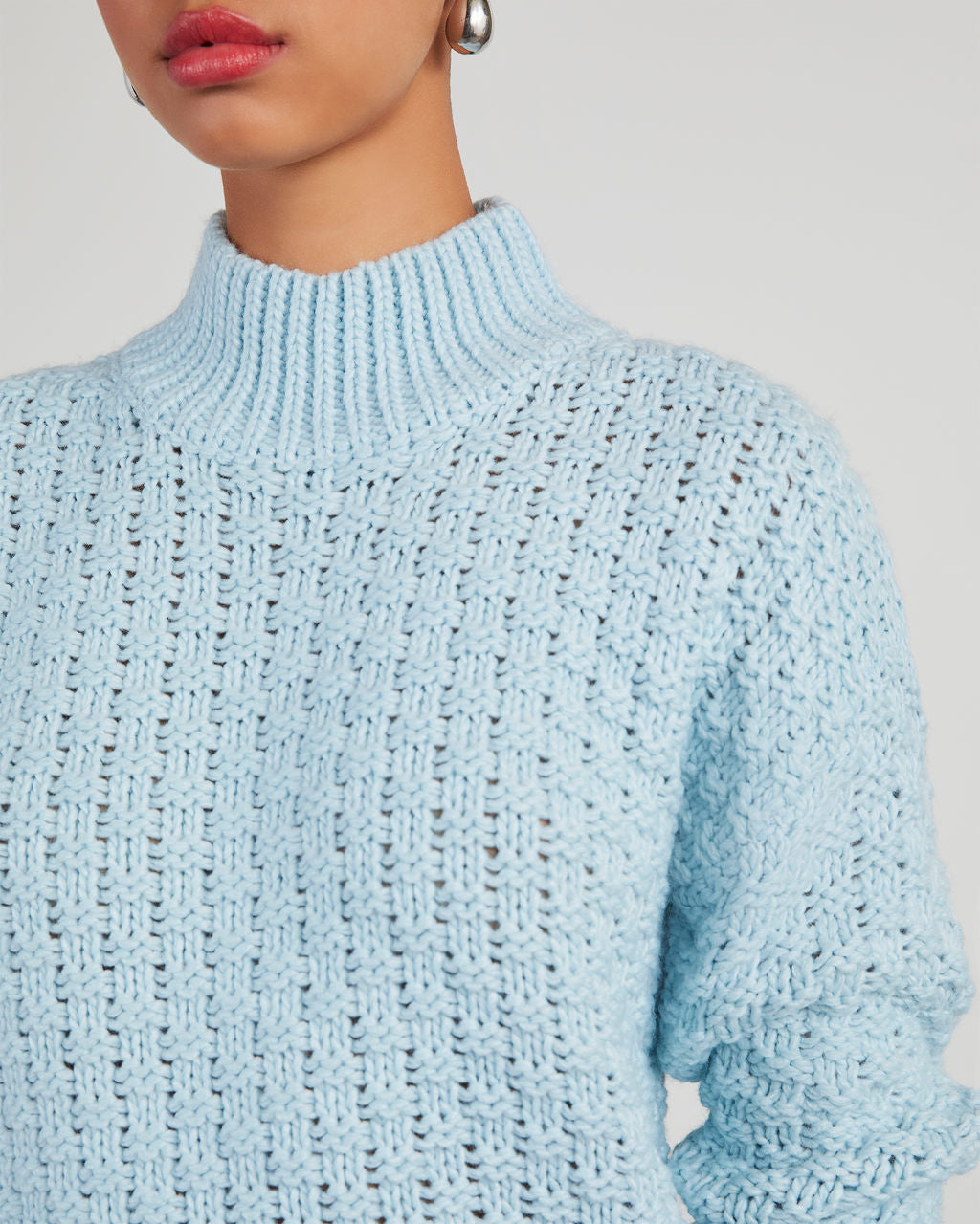 Kerri Textured Mock Neck Knit Sweater-Vogue Logic