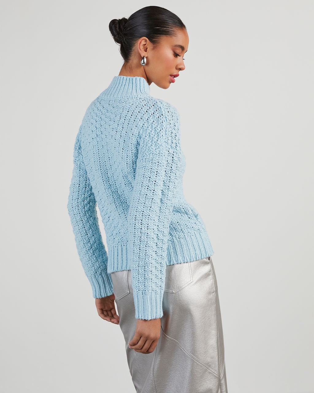 Kerri Textured Mock Neck Knit Sweater-Vogue Logic
