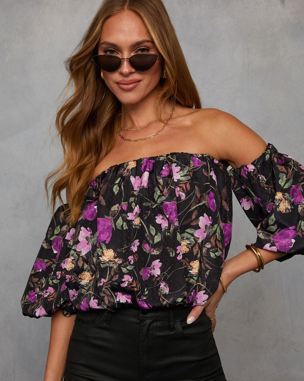 Everlyn Off The Shoulder Floral Blouse-Vogue Logic
