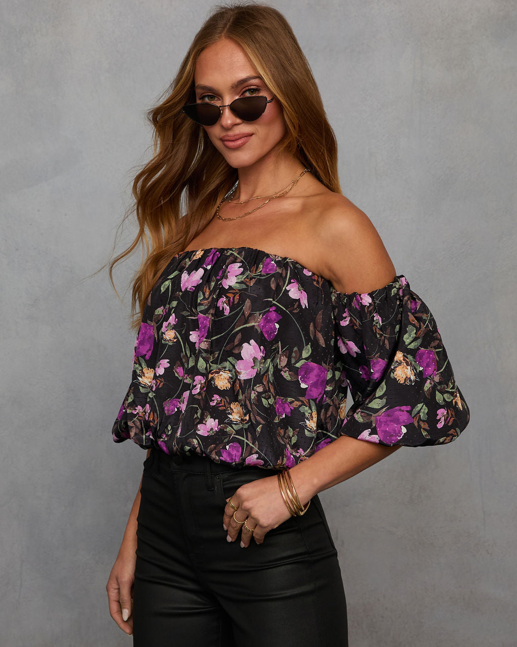 Everlyn Off The Shoulder Floral Blouse-Vogue Logic