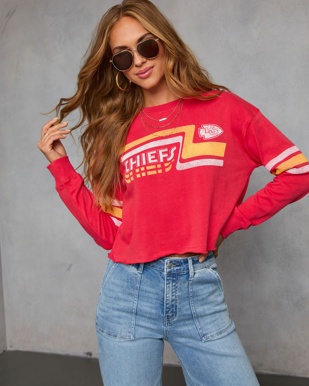 Kansas City Chiefs Zone Long Sleeve Graphic Tee-Vogue Logic