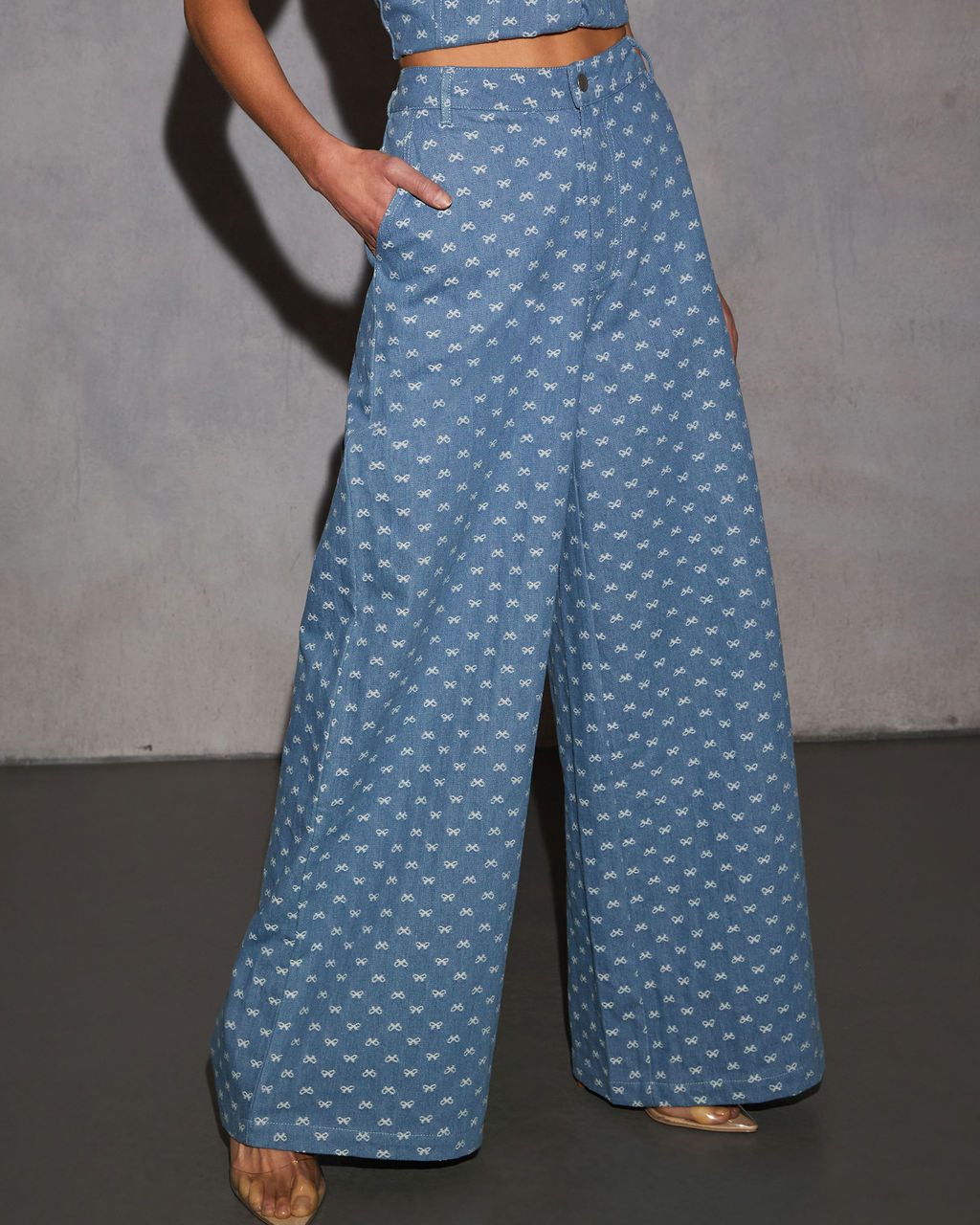 Tied In Love Bow Wide Leg Jeans-Vogue Logic