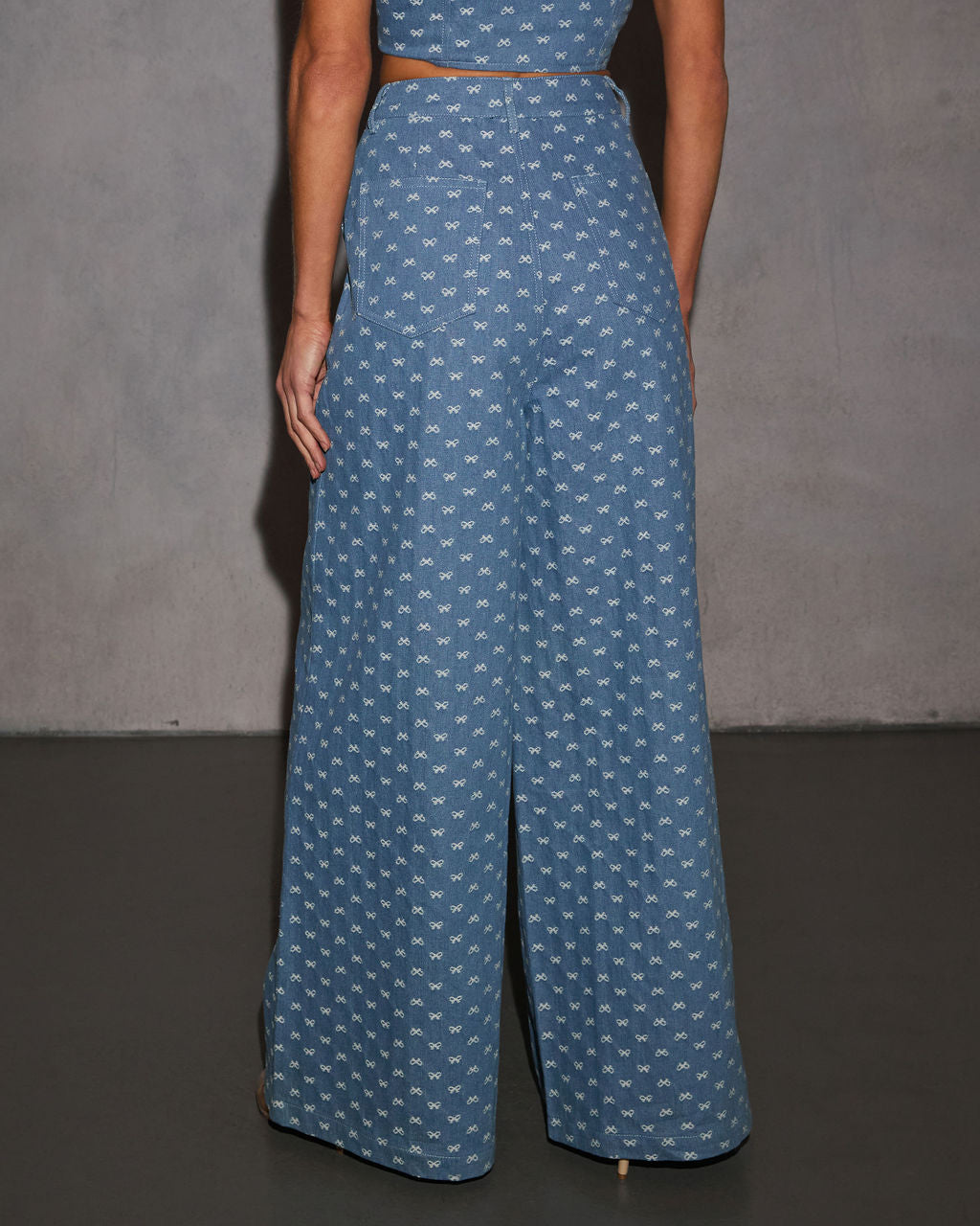 Tied In Love Bow Wide Leg Jeans-Vogue Logic