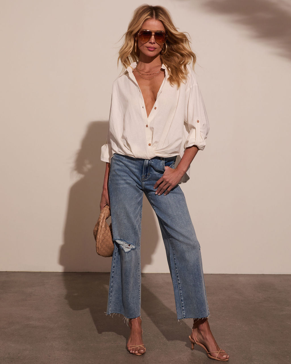 Emmah Button Down Top-Vogue Logic