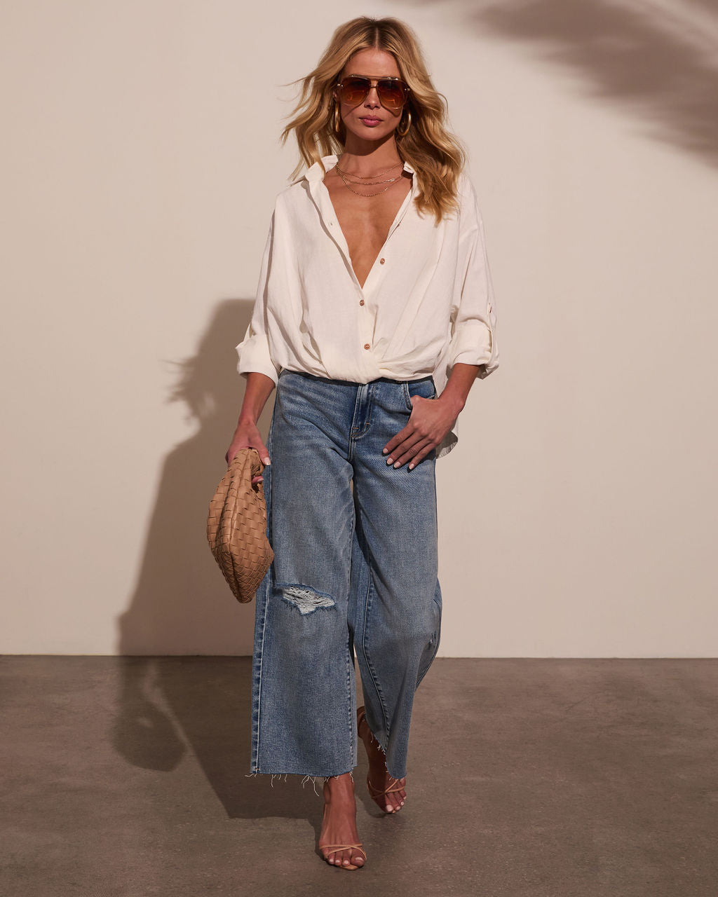 Emmah Button Down Top-Vogue Logic