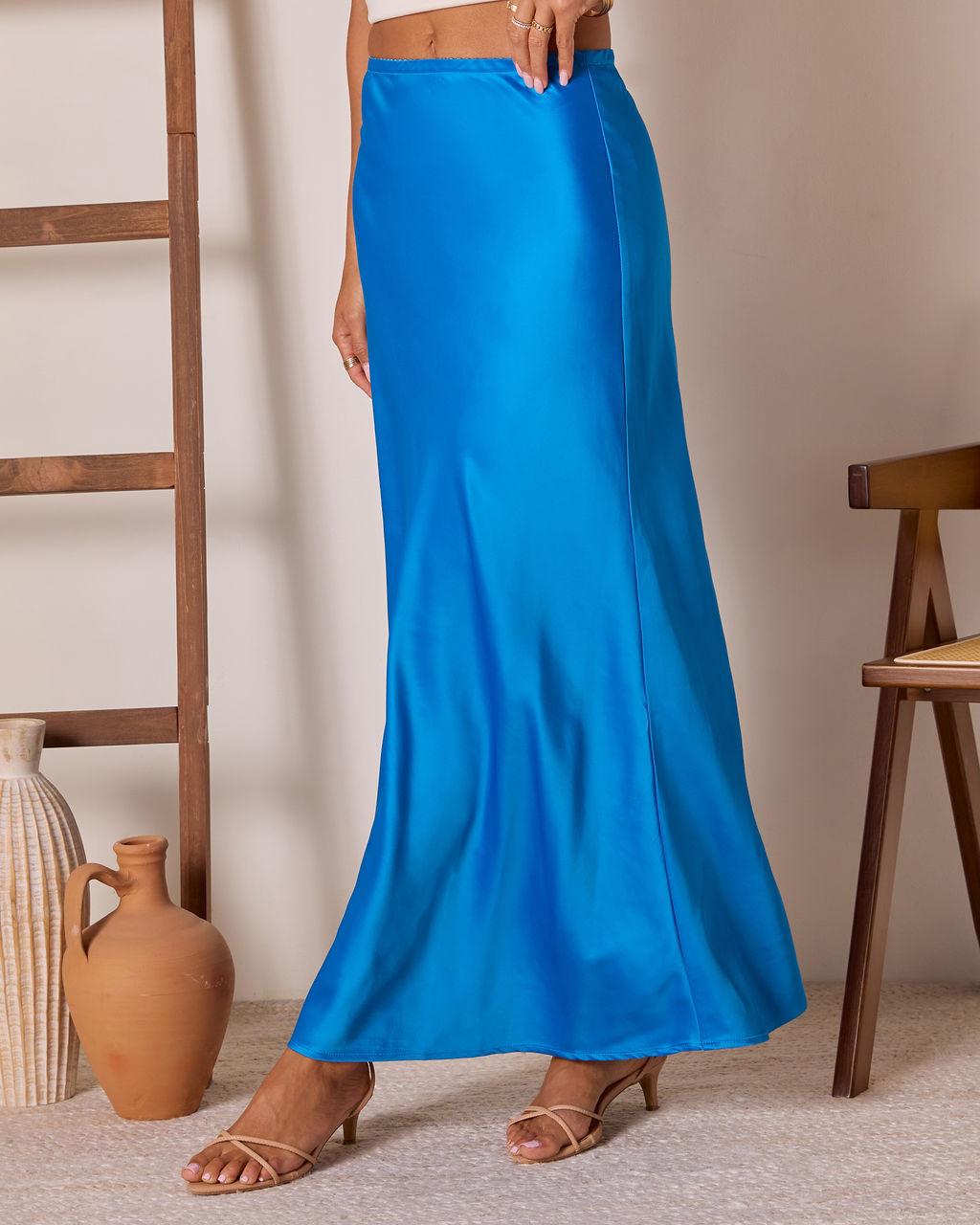 Summer Coastin Straight Satin Maxi Skirt-Vogue Logic