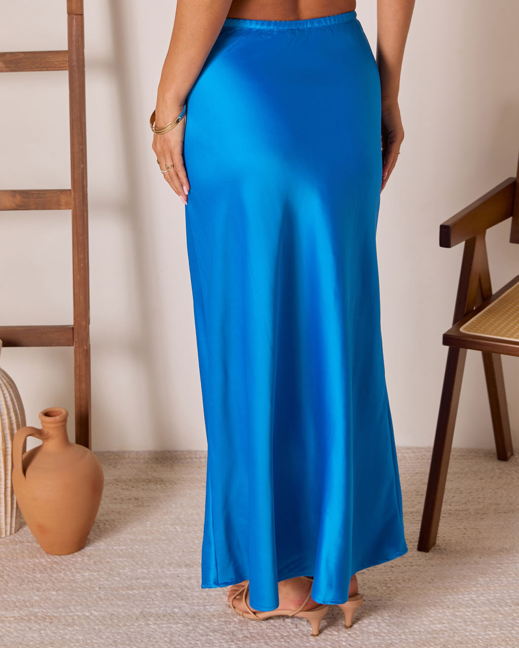 Summer Coastin Straight Satin Maxi Skirt-Vogue Logic