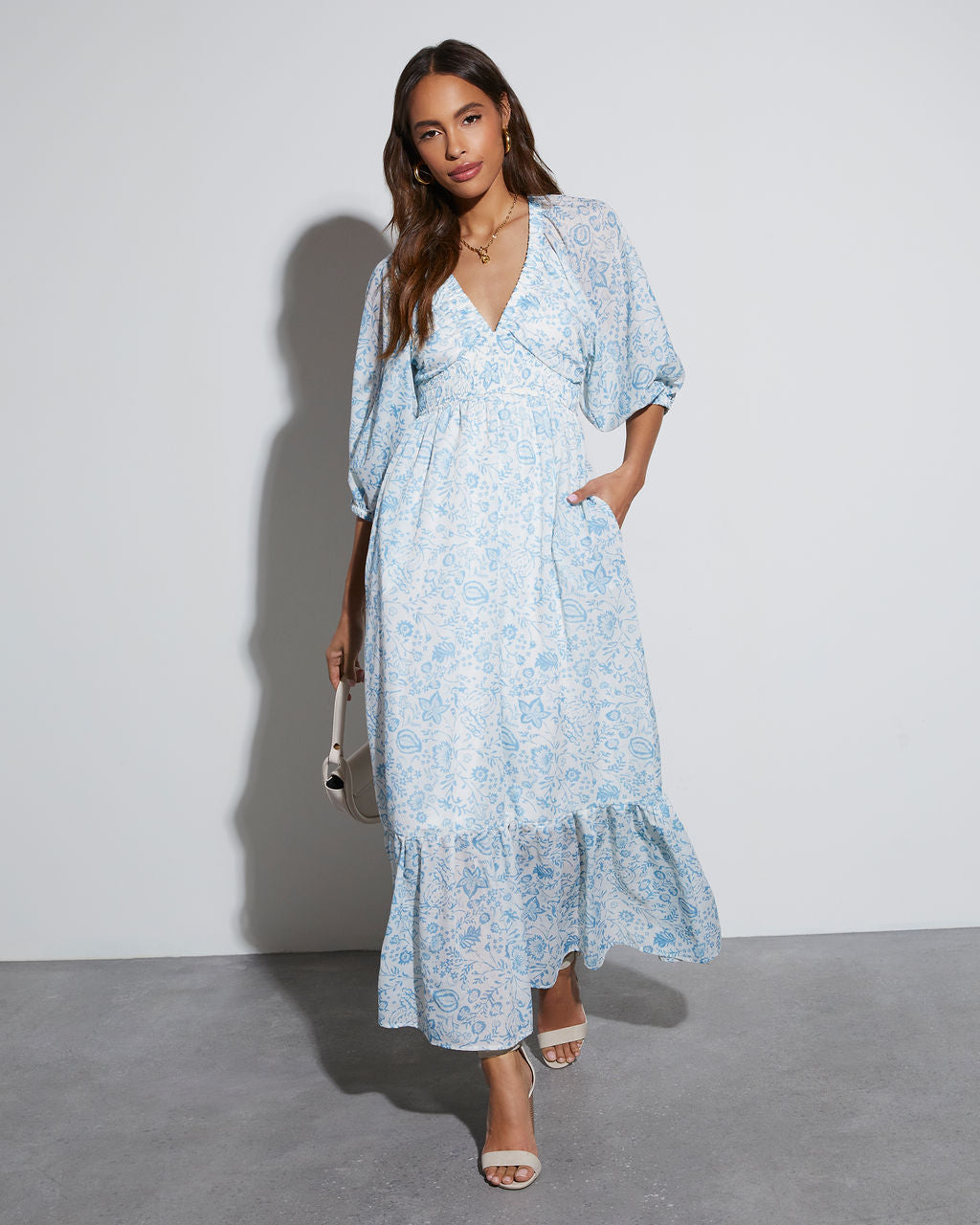 Bailey Long Sleeve Floral Maxi Dress-Vogue Logic