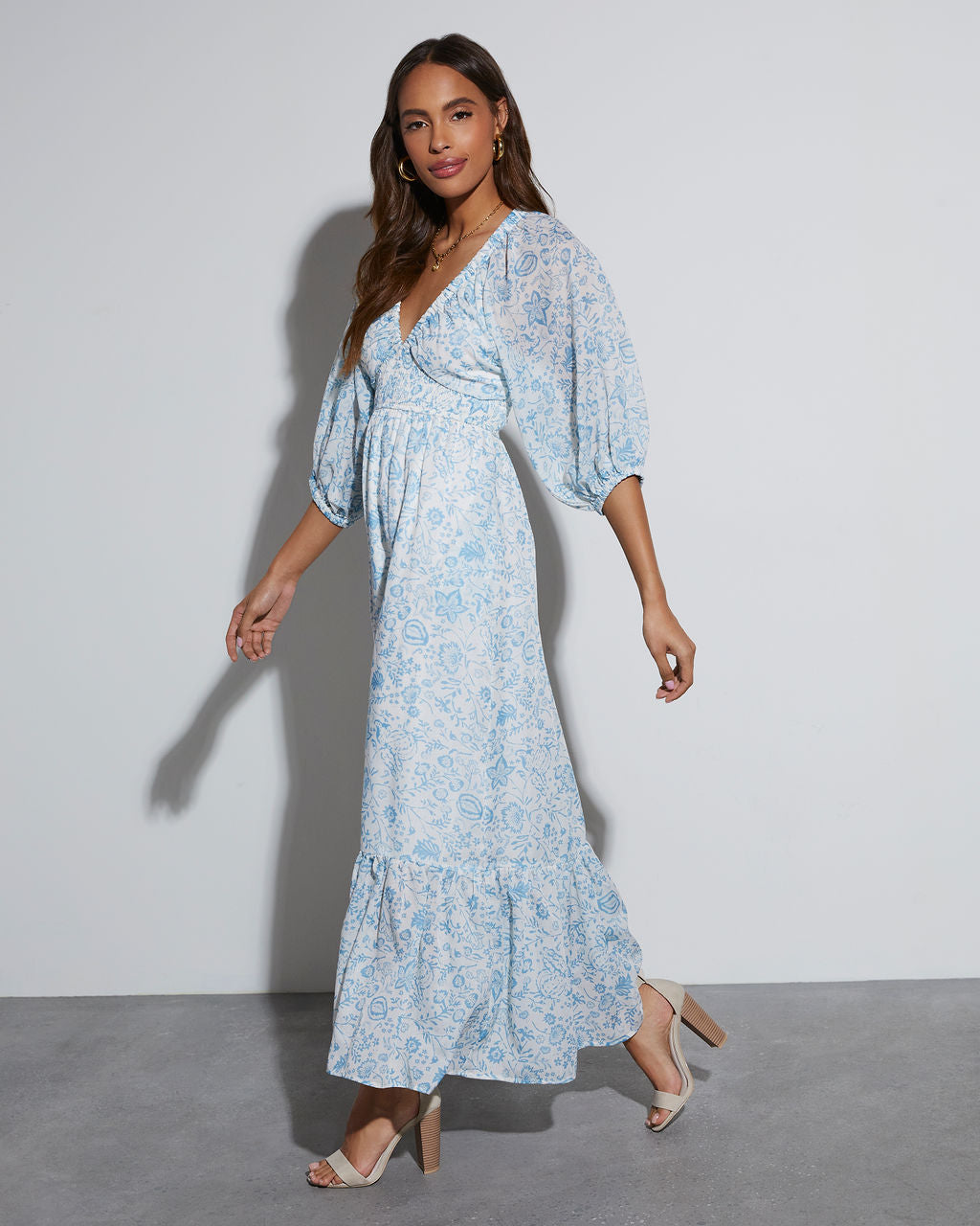 Bailey Long Sleeve Floral Maxi Dress-Vogue Logic