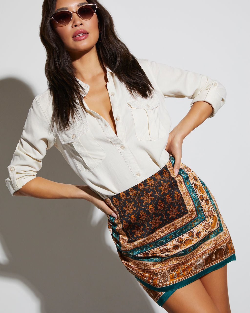 Cairo Printed Mini Skirt-Vogue Logic
