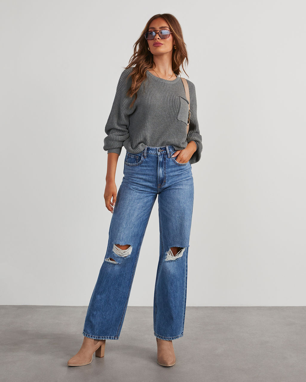 Kerry Relaxed Long Sleeve Sweater Top-Vogue Logic