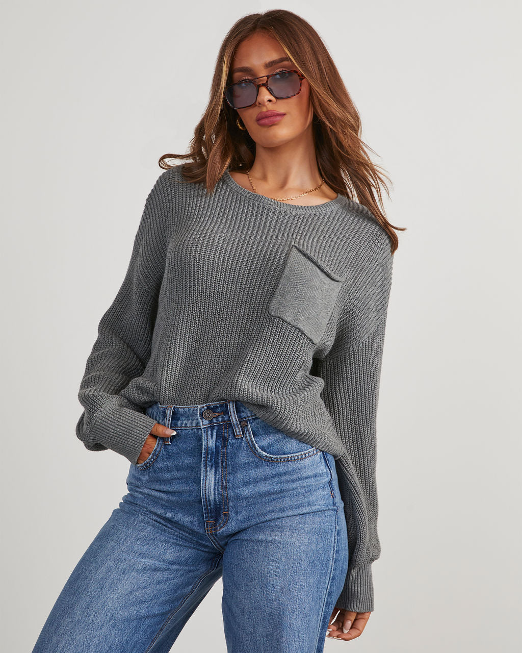 Kerry Relaxed Long Sleeve Sweater Top-Vogue Logic