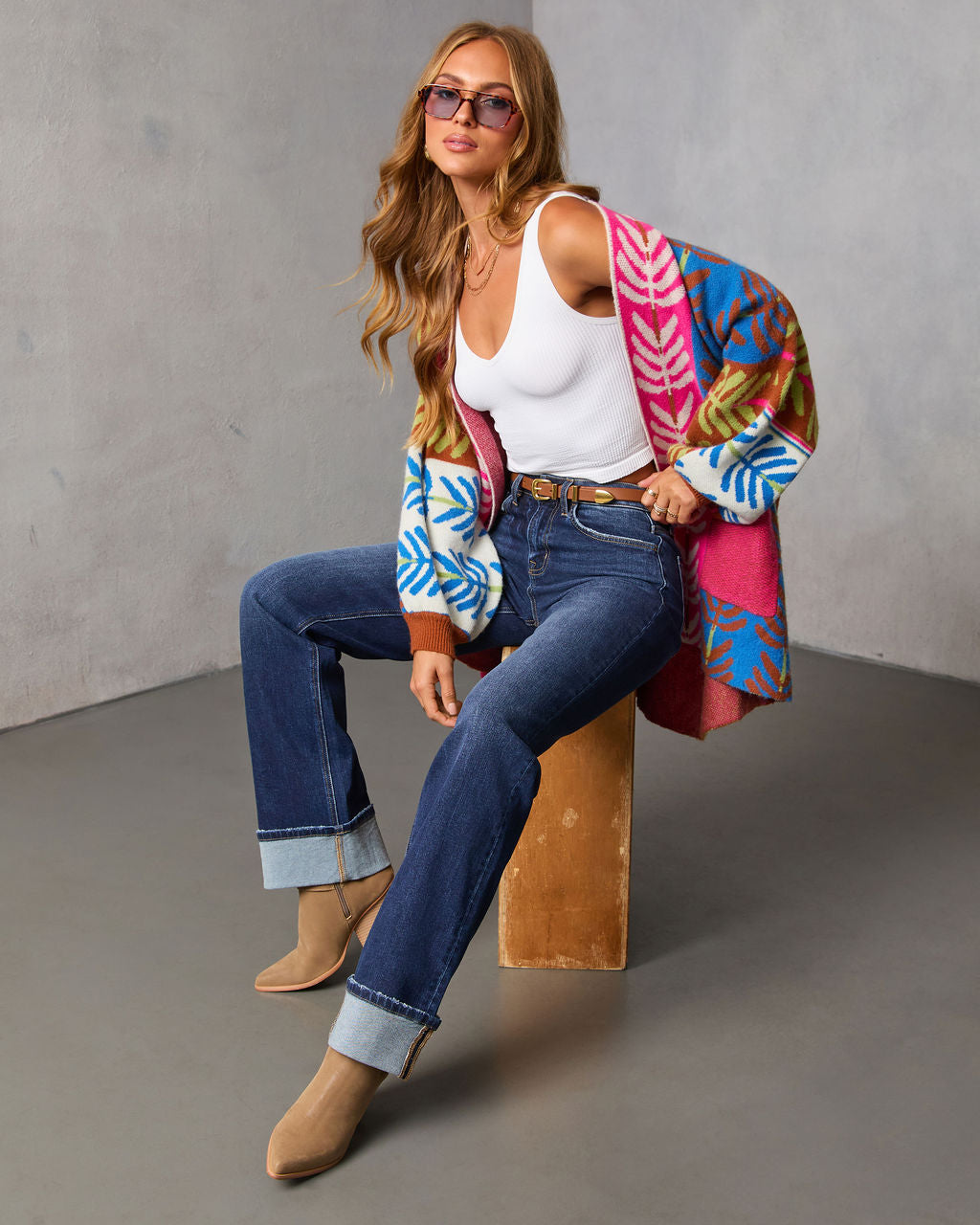 Gildelle Multi Color Print Cardigan-Vogue Logic
