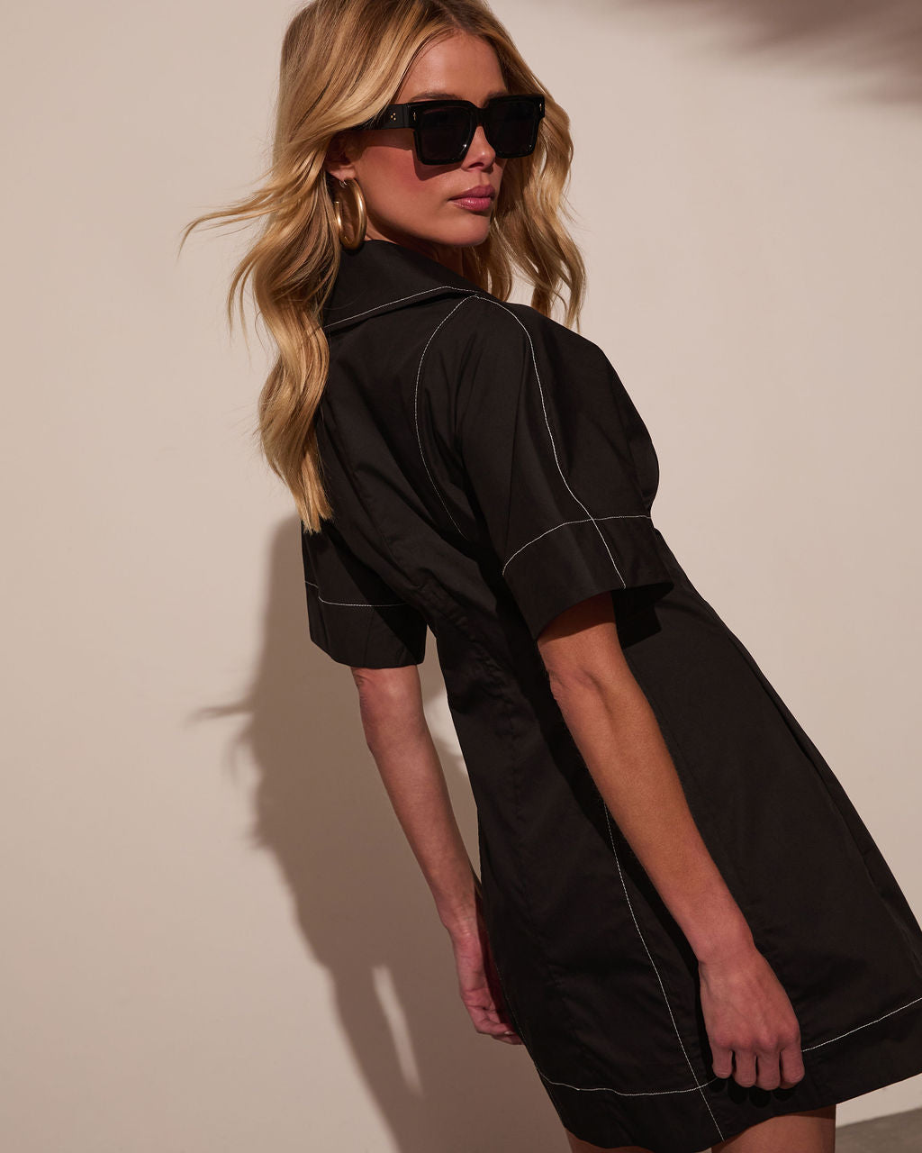 Nella Contrast Wrap Tie Mini Dress-Vogue Logic