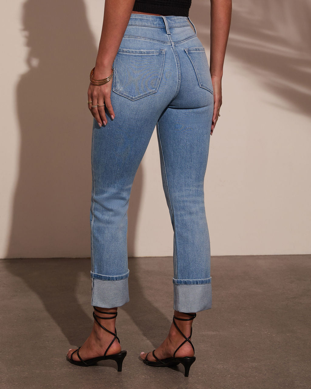 Julieanne Super Stretch Straight Leg Cuff Jeans-Vogue Logic
