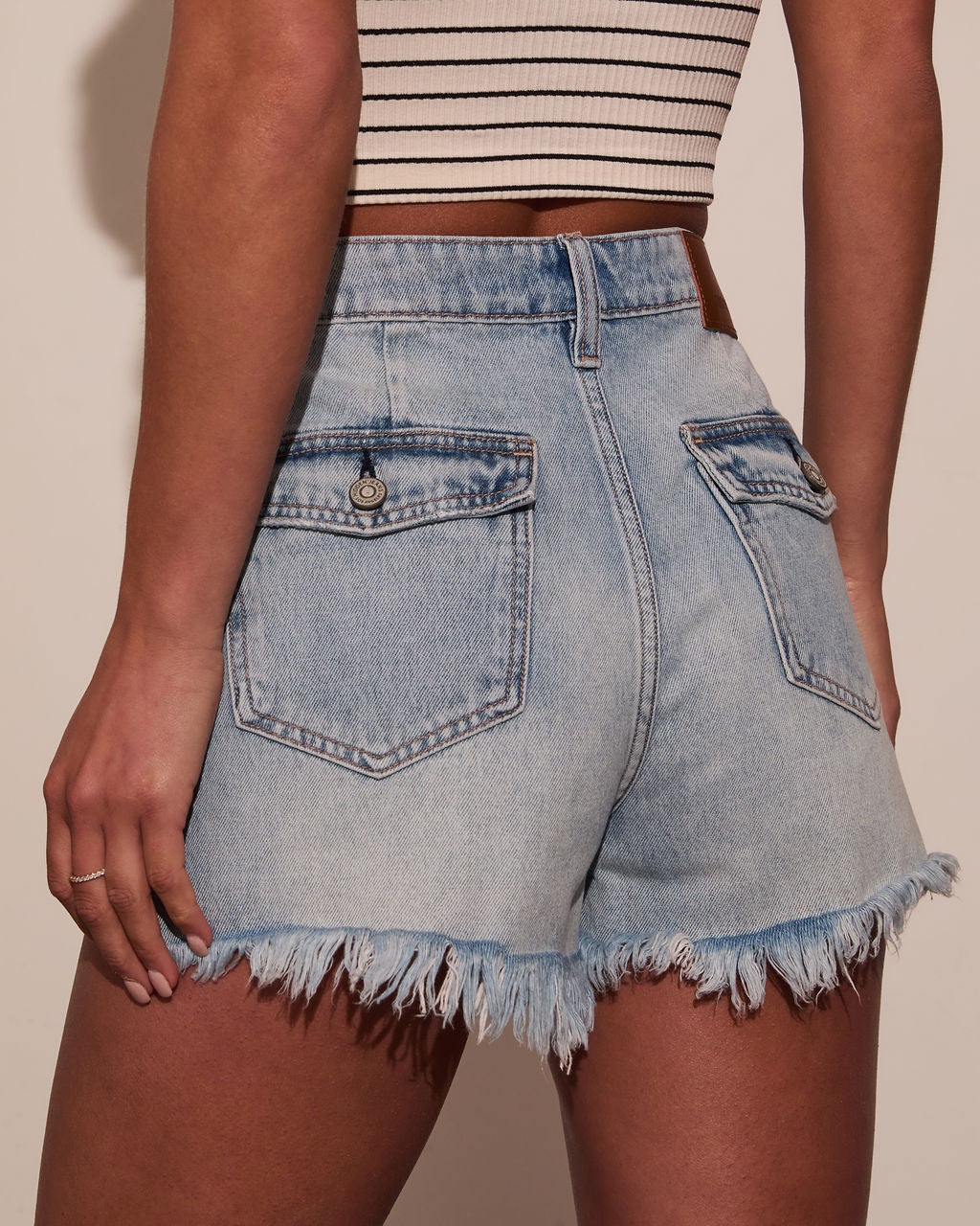 Miriam High Waisted Frayed Hem Jean Shorts-Vogue Logic