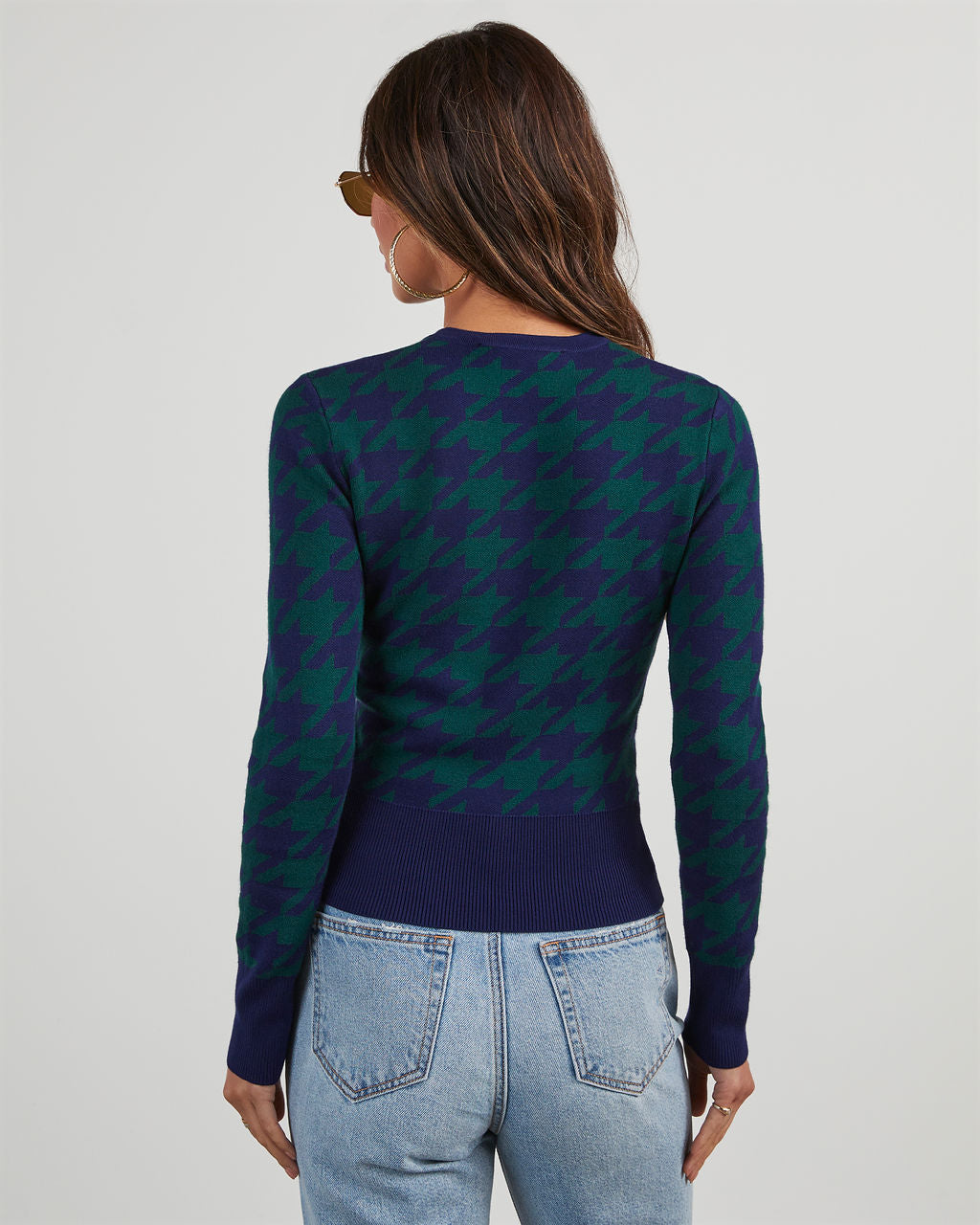 Chantal Houndstooth Pullover Sweater-Vogue Logic