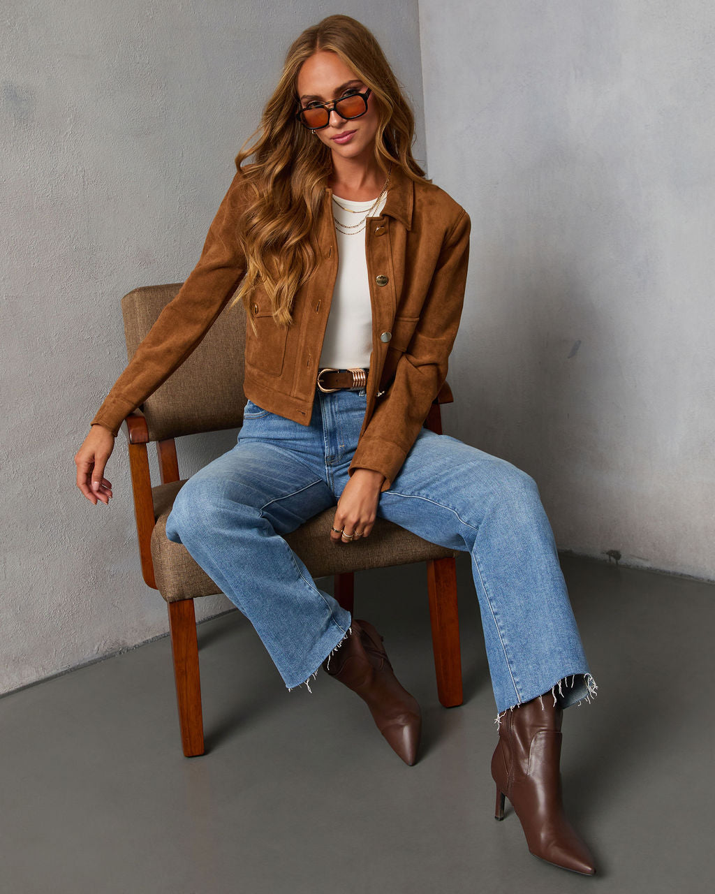 Bronzed Echo Suede Jacket-Vogue Logic