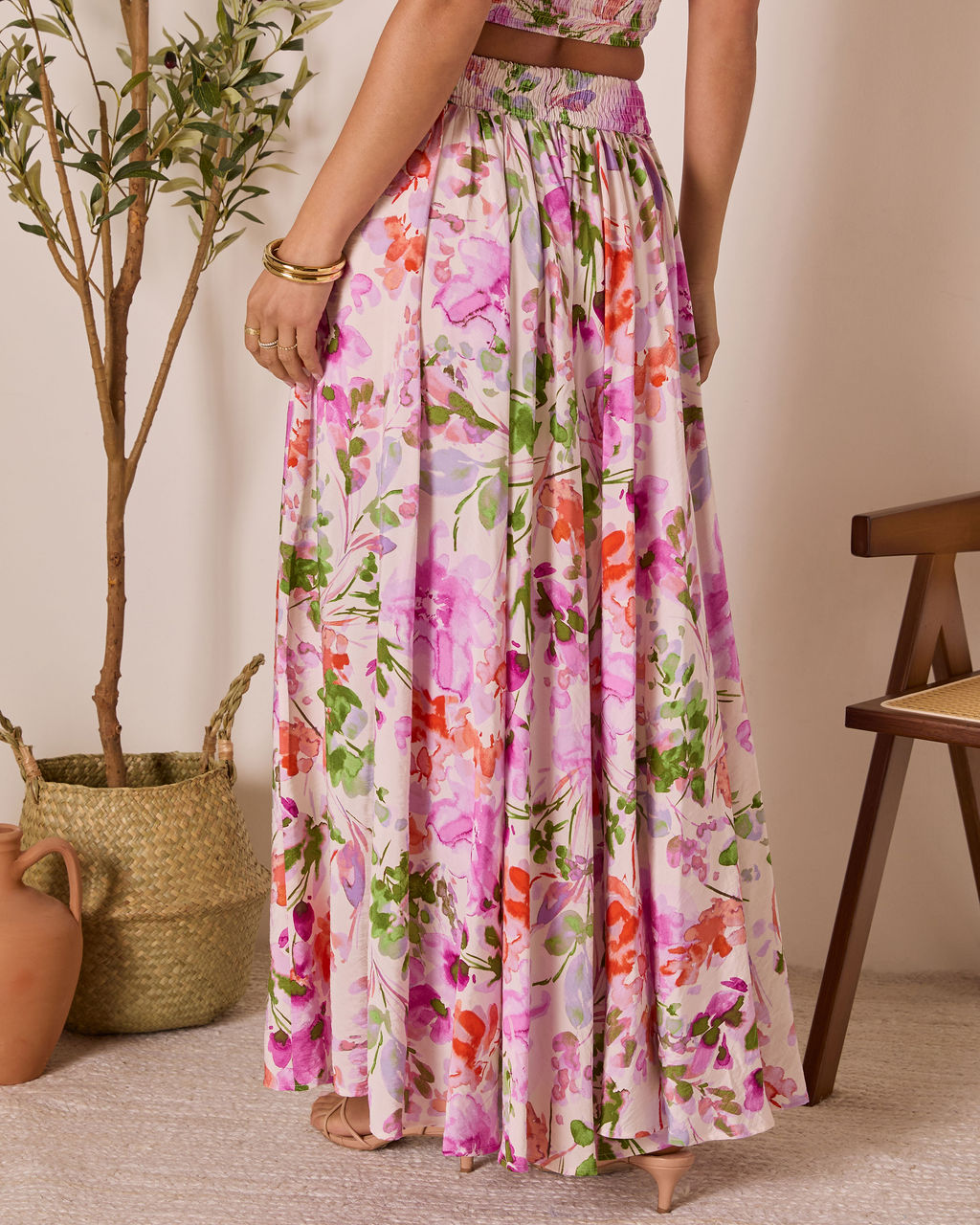 Moonpetal Floral Pleated Maxi Skirt-Vogue Logic