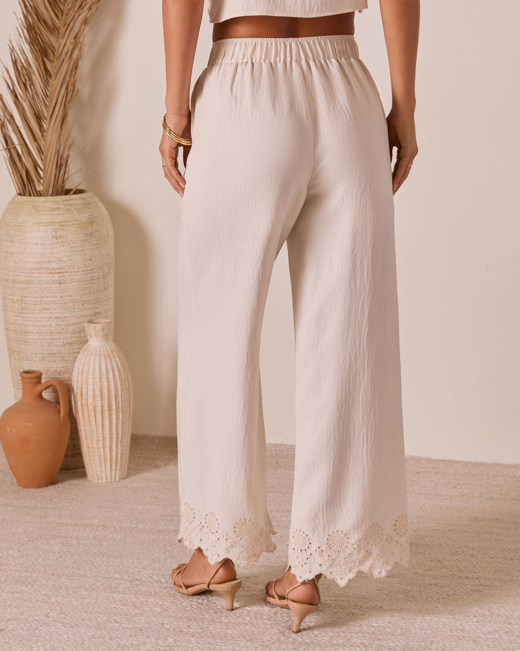 Summer on the Range Eyelet Hem Pants-Vogue Logic