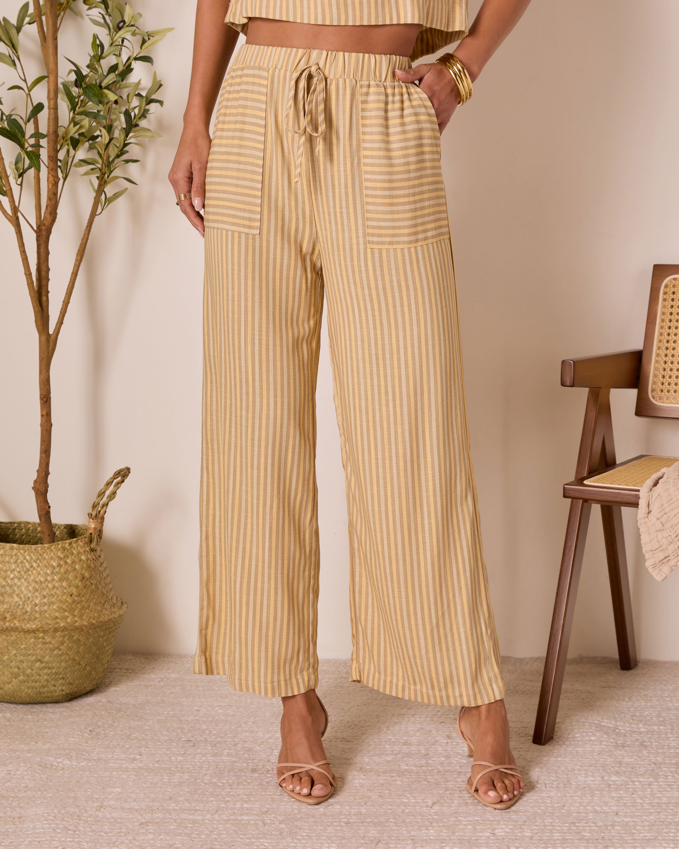 Meadowlight Striped Wide Leg Pants-Vogue Logic