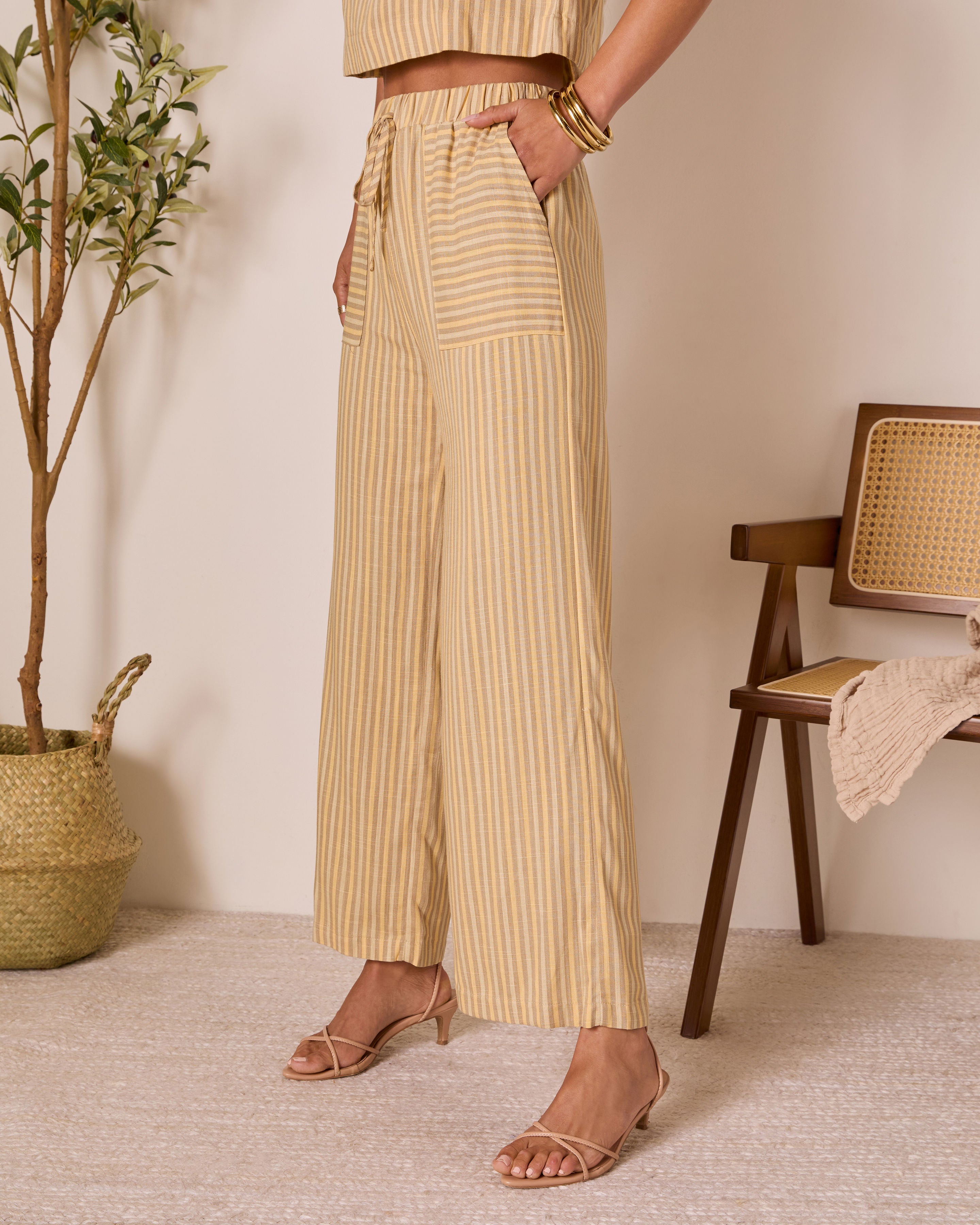Meadowlight Striped Wide Leg Pants-Vogue Logic