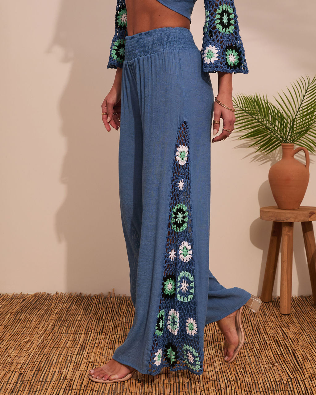 Josia Crochet Side Panel Pants-Vogue Logic