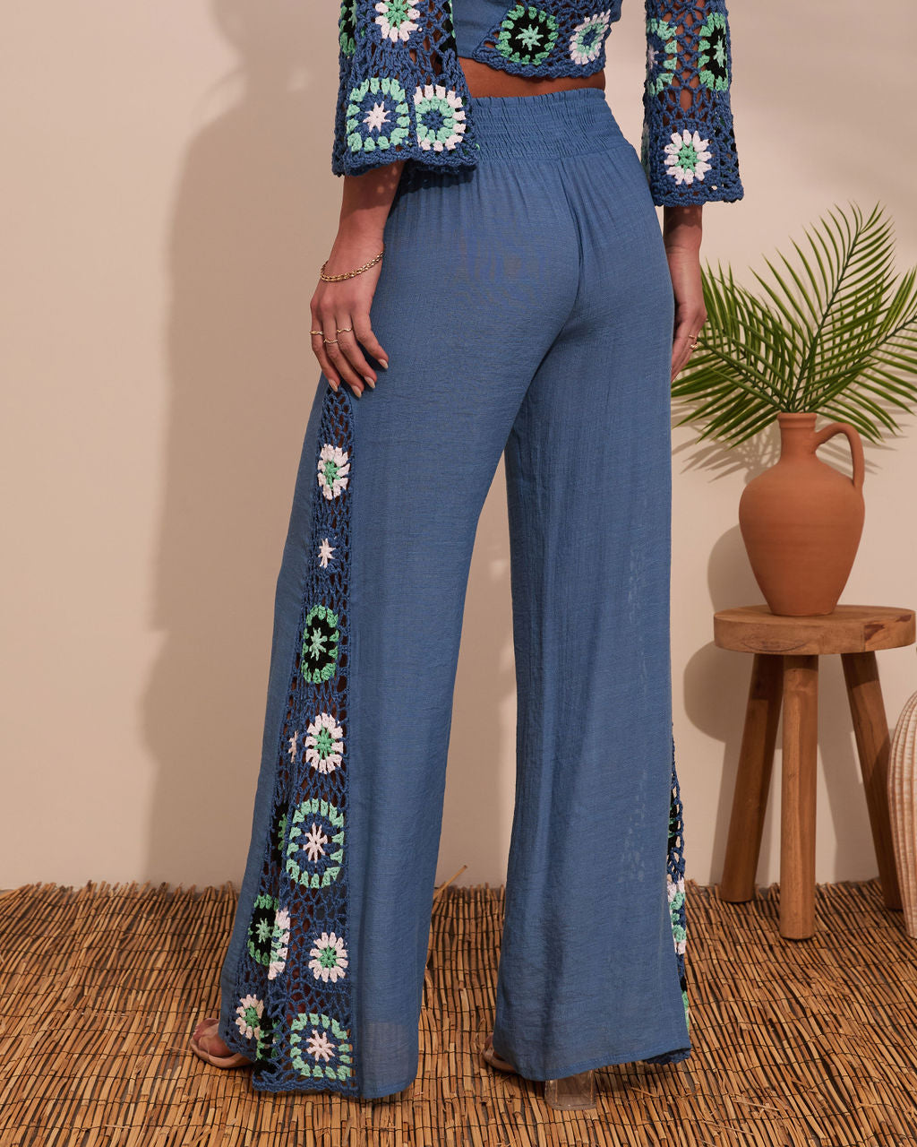 Josia Crochet Side Panel Pants-Vogue Logic
