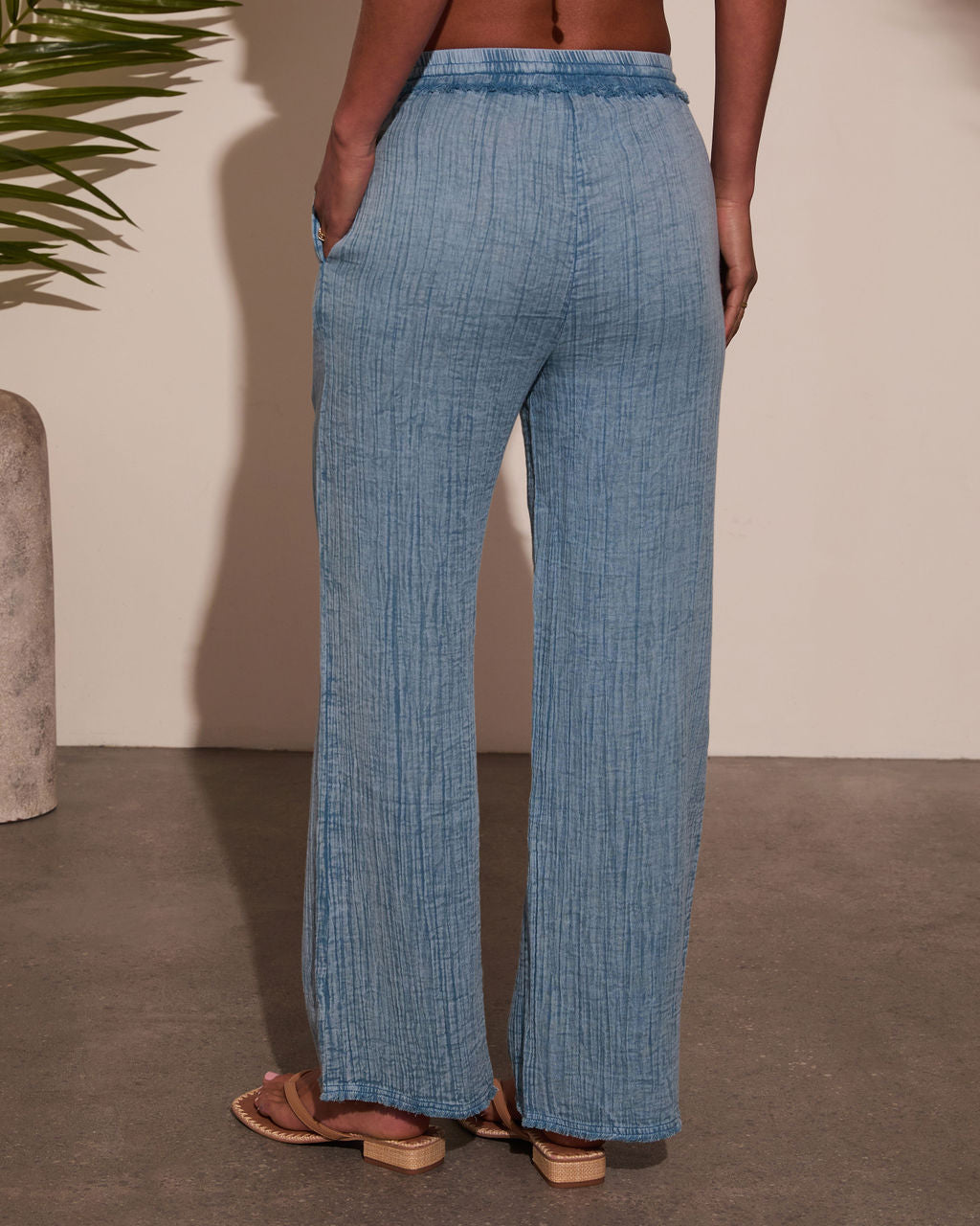 Francie Pleated Chambray Pants-Vogue Logic